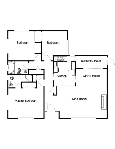 Floor Plan  3 Bedroom floor plan for 848 Blair Avenue