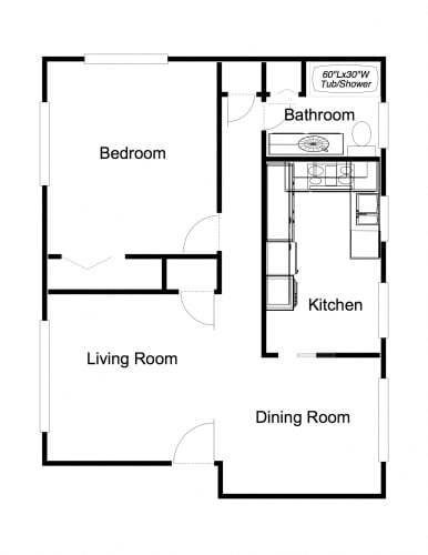 Floor Plan  1 Bedroom floor plan for 848 Blair Avenue