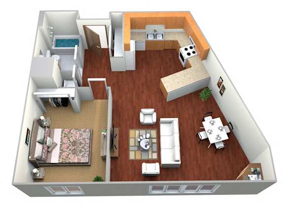 Floor Plan  1 Bedroom 1 Bath Floor Plan View at Cypress Court Apartments, Baxter, MN, 56425