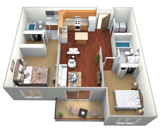 Floor Plan  2 Bed 2 Bath Floor Plan View at Cypress Court Apartments, Baxter, MN