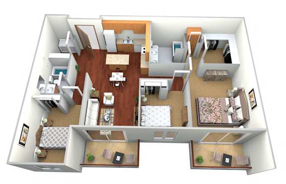 Floor Plan  3 Bed 2 Bath Floor Plan View at Cypress Court Apartments, Minnesota, 56425