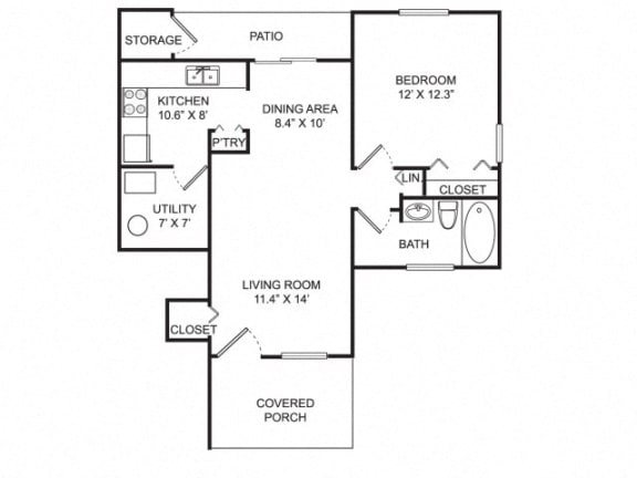 Floor Plan  1 B/1 B Upper