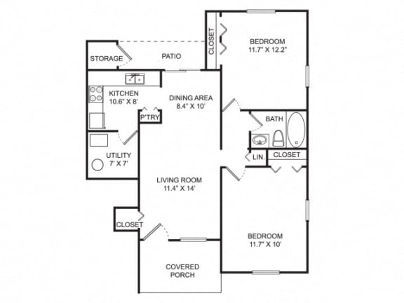 Floor Plan  2 B/1 B Upper