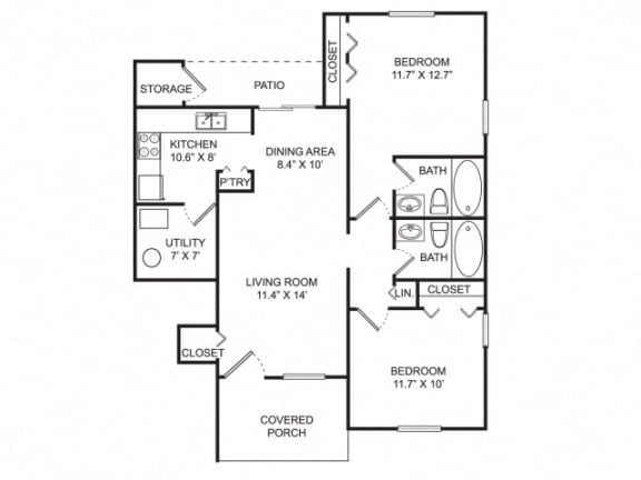 Floor Plan  2 B/2 B Lower