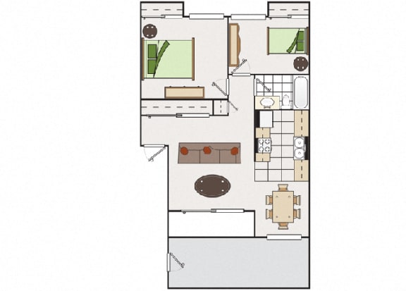 Floor Plan  Two bedroom floor plan l Park Brentwood CA Apartments for rent