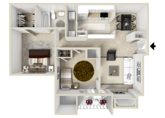 Floor Plan  Metro Floorplan at Hampton Center Apartments in Hampton Virginia