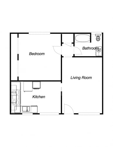 Floor Plan  1 Bedroom floor plan for Benson Apartments
