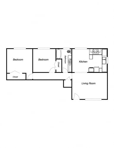 Floor Plan  2 Bedroom floor plan for Benson Apartments