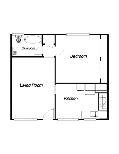 Floor Plan  1 Bedroom floor plan for Benson Apartments