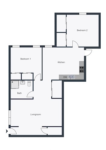 Floor Plan  Two Bedroom One Bathroom