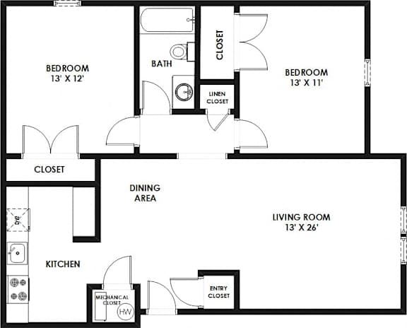 Floor Plan  Two Bedroom
