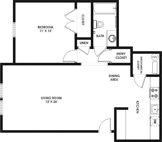 Floor Plan  One Bedroom