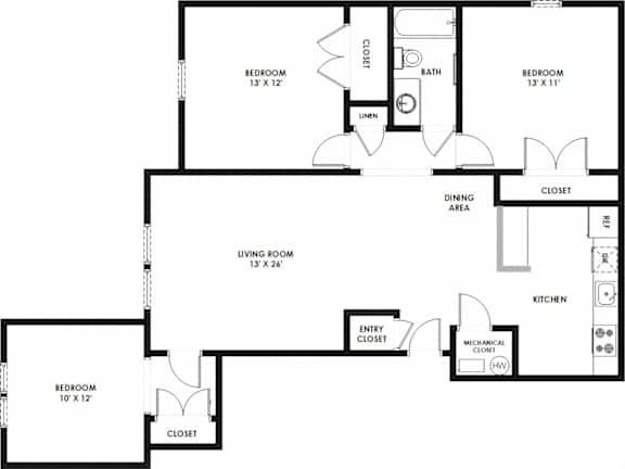 Floor Plan  Three Bedroom