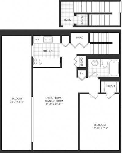 Floor Plan  1 Bedroom Classic Townhome