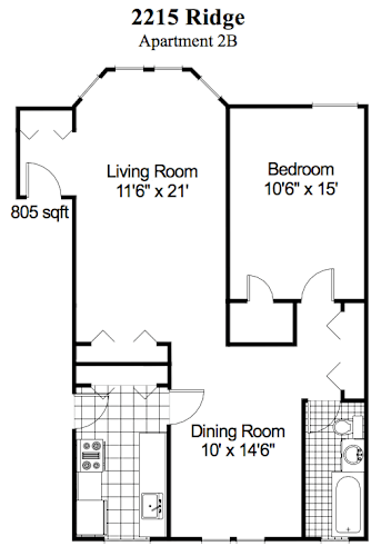 Floor Plan  1 Bedroom, 1 Bath
