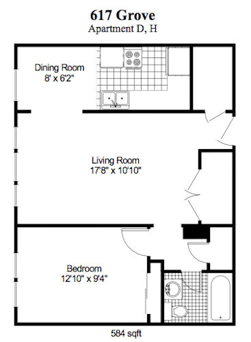 Floor Plan  1 Bedroom, 1 Bath