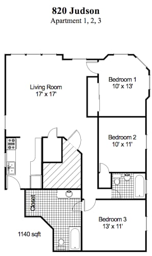 Floor Plan  3 Bedroom, 2 Bath