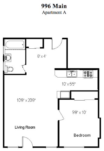 Floor Plan  1 Bedroom, 1 Bath