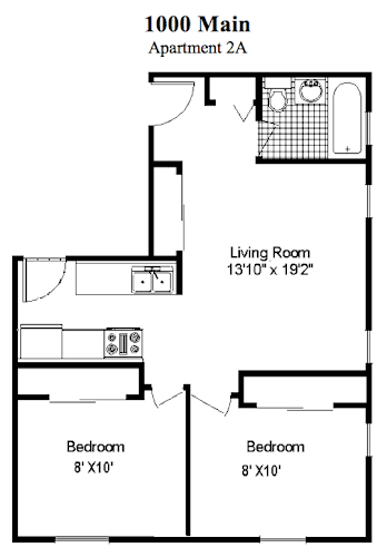 Floor Plan  2 Bedroom, 1 Bath