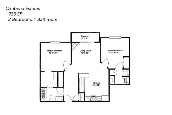 Floor Plan  Two bedroom, one bathroom