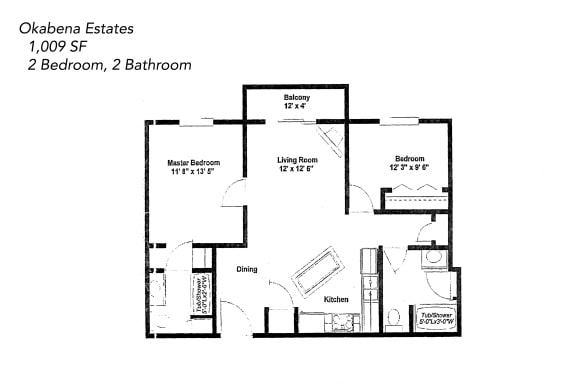 Floor Plan  Two bedroom, two bathroom
