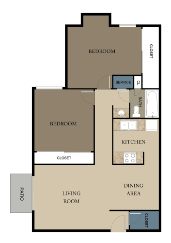 Floor Plan  Mimosa Place Apartments Two Bedroom Floor Plan