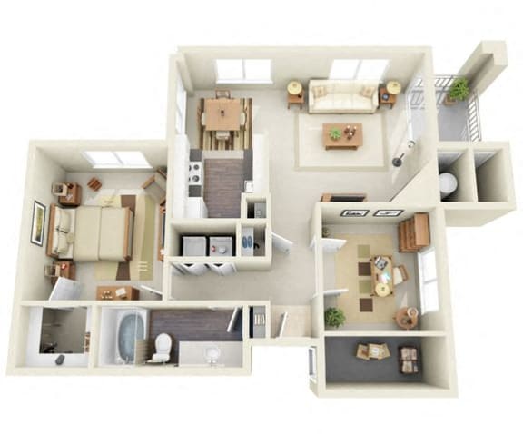 Floor Plan  Seurat 1 Bedroom 1 Bathroom 3D Floor Plan near Denver