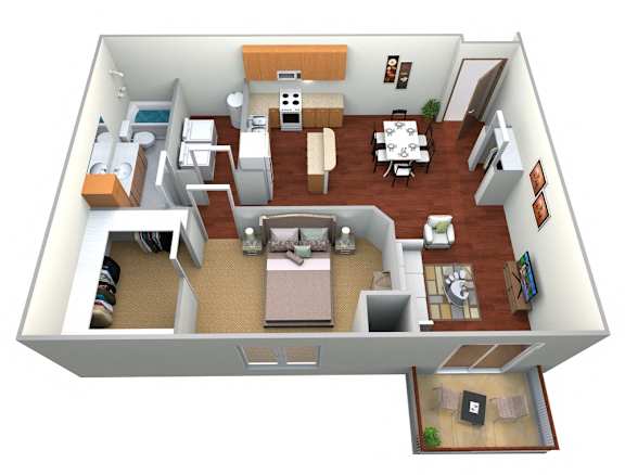 Floor Plan  1 Bed 1 bath Floor Plan at Latitude 46, West Fargo, 58078