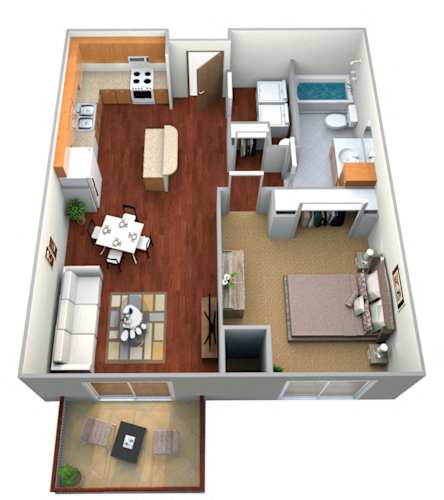 Floor Plan  1 Bedroom 1 bath Floor Plan at Latitude 46, West Fargo, North Dakota