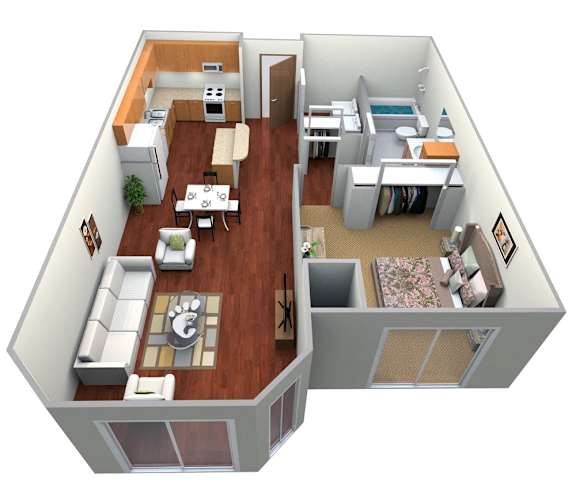 Floor Plan  1 Bedroom 1 bathroom Floor Plan at Latitude 46, West Fargo