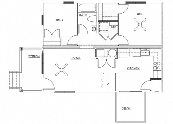 Floor Plan  Riverwoods at Denton Floor Plan A1- Renovated 2 Bedroom 1 Bathroom Apartment