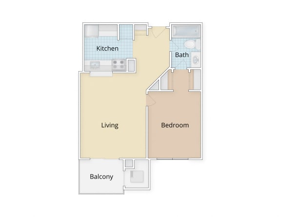 Floor Plan  One Bedroom Floor Plan at Residences at Rio, Gaithersburg