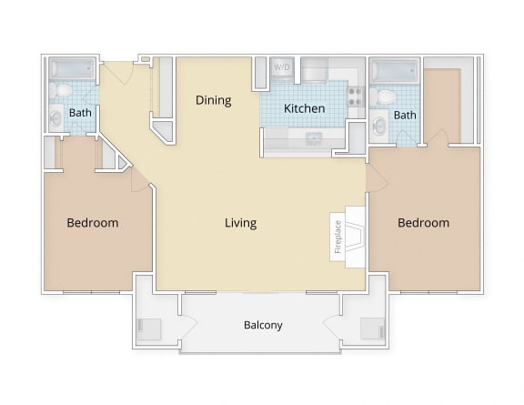 Floor Plan  2 Bed 2 Bath Floor Plan at Residences at Rio, Maryland