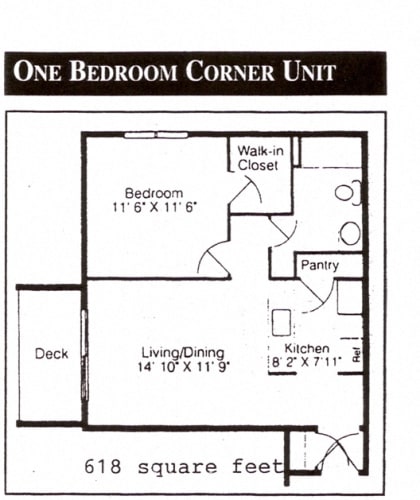 Floor Plan  1 Bedroom Corner