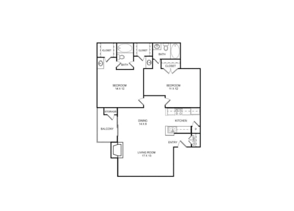 Floor Plan  at Country Square, Carrollton, 75006
