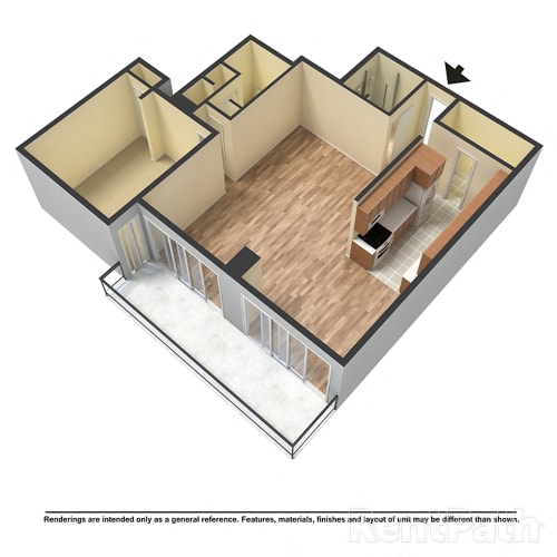 Floor Plan  1 Bed 2 Bath