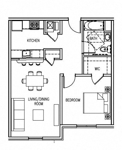 Floor Plan  1 Bed - 1 Bath
