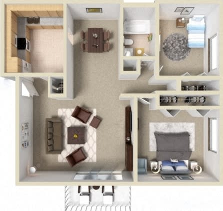 Floor Plan  Two Bedroom 1 Bath