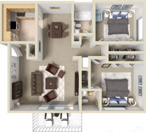 Floor Plan  Two Bedroom 1.5 Bath