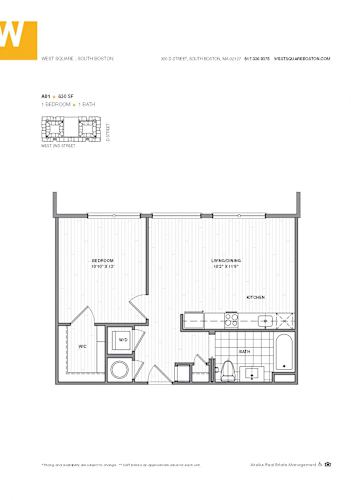 Floor Plan  1 Bedroom 630 sq ft