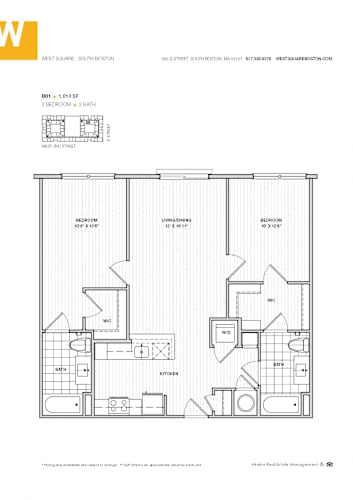 Floor Plan  2 Bedroom 1,010 sq ft