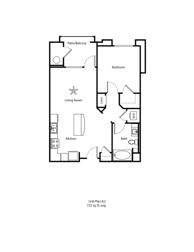 Floor Plan  One11_Corona CA_Floor Plan A2_One Bedroom One Bathroom