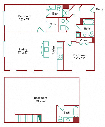 Floor Plan  *Phase Two* 2 Bedroom Townhome with Basement