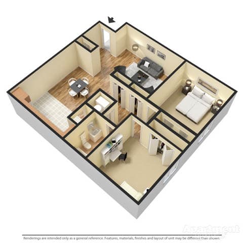 Floor Plan  2 Bedroom Garden Apartment