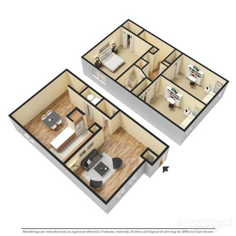 Floor Plan  3 Bedroom Townhome