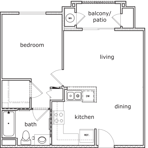 Floor Plan  Bidwell Park 1 Bed 1 Bath 633 SF