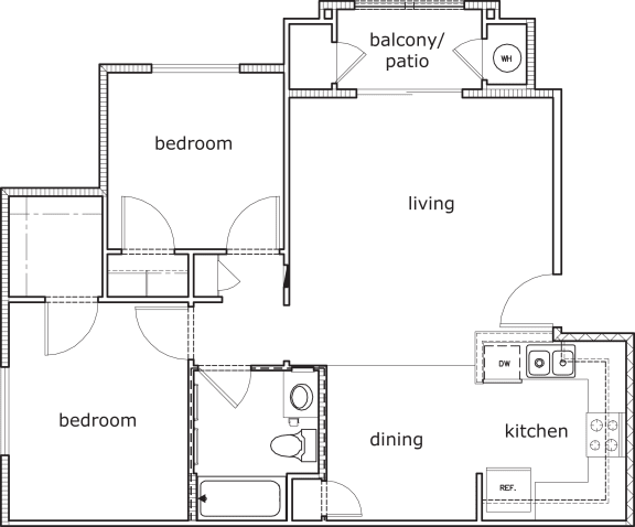 Floor Plan  Bidwell Park 2 Bed 1 Bath 814 SF