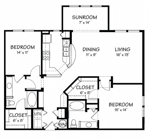Floor Plan  Two D with Sunroom Floor Plan| 1,304 sq.ft. | The Reserve on Cave Creek