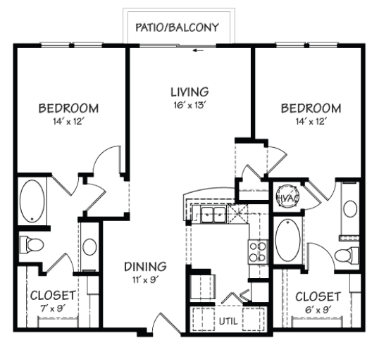 Floor Plan  Two A Floor Plan| 1,069 sq.ft. | The Reserve on Cave Creek