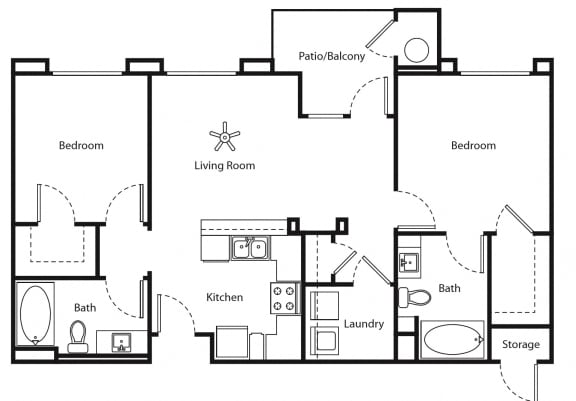 Floor Plan  Corona, CA Metro at Main Apartments 2 bedroom 2 bath